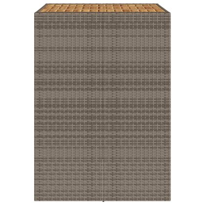 Градинска бар маса с плот акация, сив, 105x80x110 см, полиратан