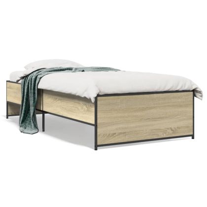 Рамка за легло, дъб сонома, 100x200 см, инженерно дърво и метал