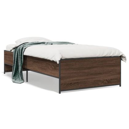 Рамка за легло, кафяв дъб, 100x200 см, инженерно дърво и метал