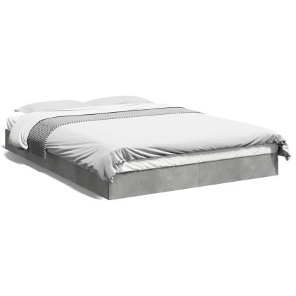 Рамка за легло, бетонно сиво, 135x190 см, инженерно дърво