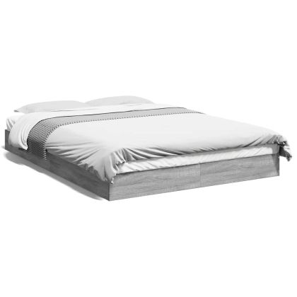 Рамка за легло, сив сонома, 135x190 см, инженерно дърво