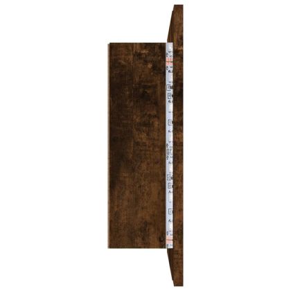 LED огледален шкаф, опушен дъб, 60x12x45 см, инженерно дърво