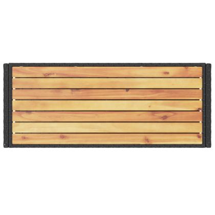 Бар количка 3 нива черен полиратан и масивна акация