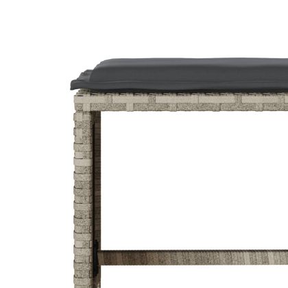 Градински комплект с възглавници, 4 части, светлосив полиратан