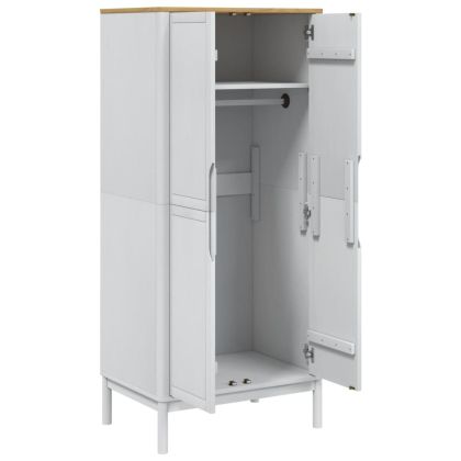 Гардероб FLORO, бял, 77x53x171 см, бор масив