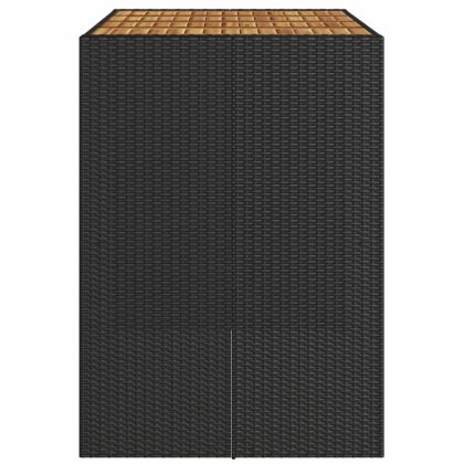 Градинска бар маса с плот акация черно 145x80x110 см полиратан