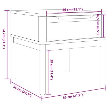 Маса за лампа "FLORO", бяла, 55x55x54 см, масивен бор