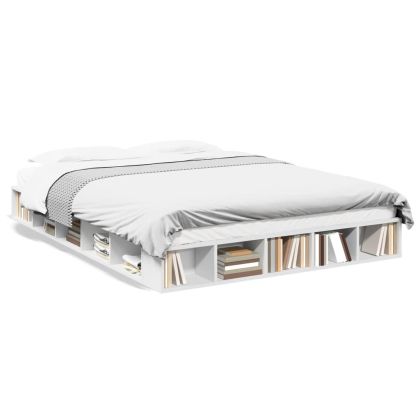 Рамка за легло, бяла, 150x200 см, инженерно дърво