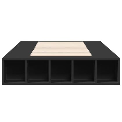 Рамка за легло, черна, 100x200 см, инженерно дърво