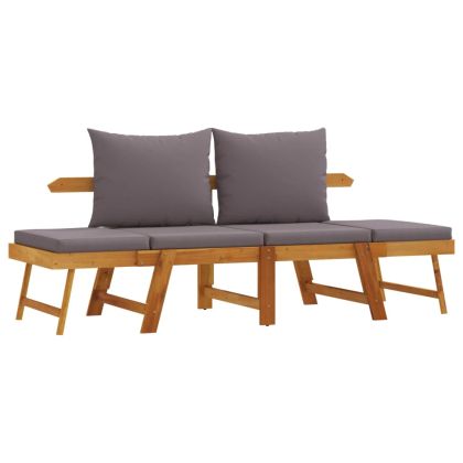 Градинска пейка с възглавници 2-в-1, акация масив