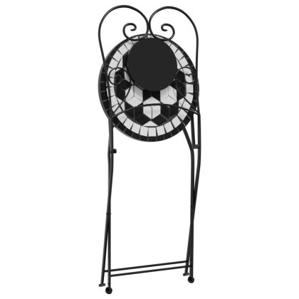 Комплект за бистро с мозайка, черно и бяло, желязо и керамика