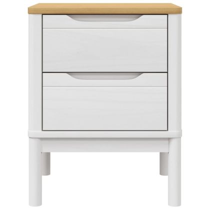 Нощно шкафче, бяло, 45x39x57 см, борово дърво масив