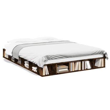 Рамка за легло, опушен дъб, 140x200 см, инженерно дърво
