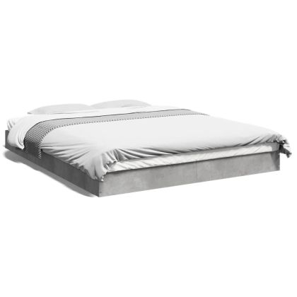 Рамка за легло, бетонно сиво, 160x200 см, инженерно дърво