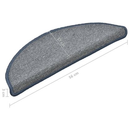 Изтривалки за стълби, 15 бр., 56x17x3 см, светло сиви и сини, полукръгли