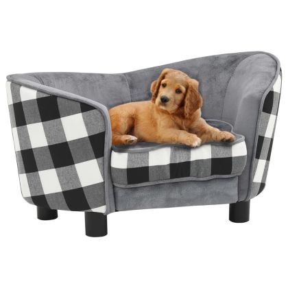 Кучешки диван, сив, 68x38x38 см, плюш