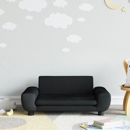 Детски диван, черно, 70x45x33 см, кадифе