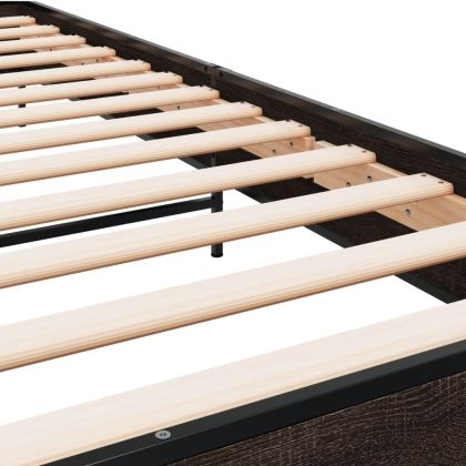 Рамка за легло, кафяв дъб, 75x190 см, инженерно дърво и метал