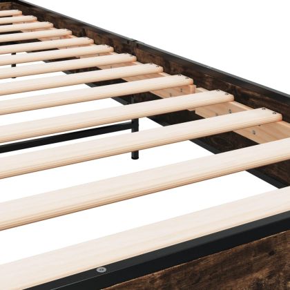 Рамка за легло, опушен дъб, 75x190 см, инженерно дърво и метал