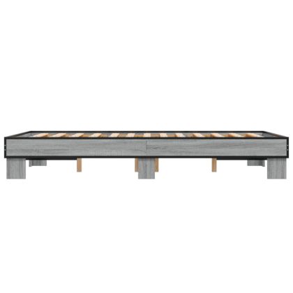 Рамка за легло, сив сонома, 120x200 см, инженерно дърво и метал