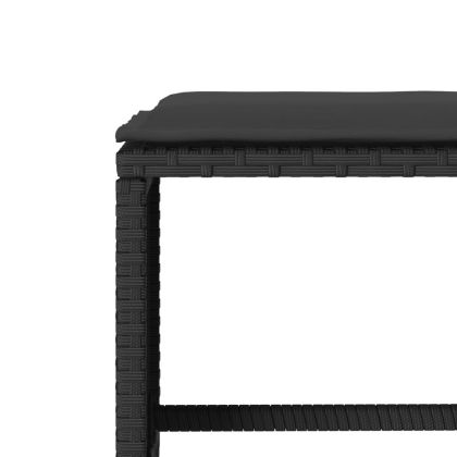 Градински диван от 4 части с възглавници, черен, полиратан