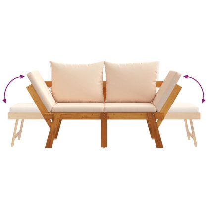 Градинска пейка с възглавници 2-в-1, акация масив