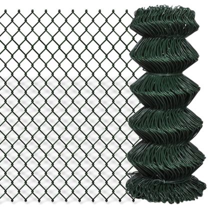 Плетена оградна мрежа, стомана, 0,8x25 м, зелена