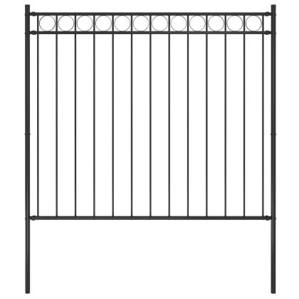 Градинска ограда, стомана, 1,7x1,5 м, черна