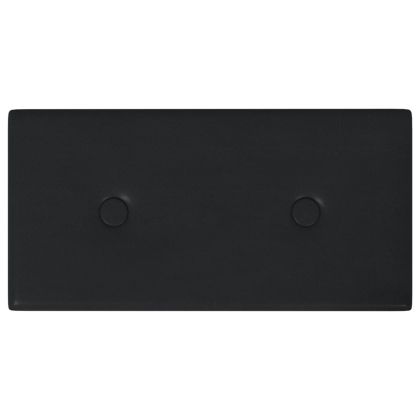 Стенни панели, 12 бр, черни, 30x15 см, изкуствена кожа, 0,54 м²