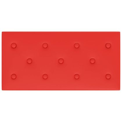 Стенни панели 12 бр червени 60x30 см изкуствена кожа 2,16 м²