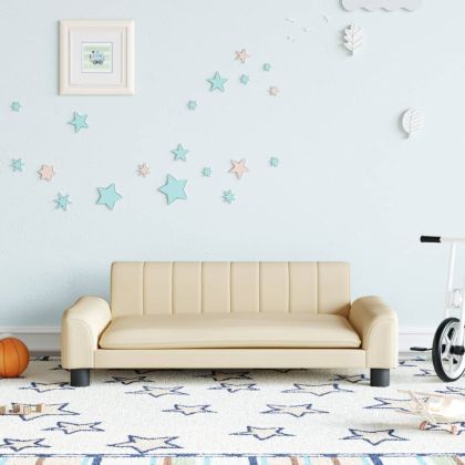 Детски диван, кремав, 90x53x30 см, текстил