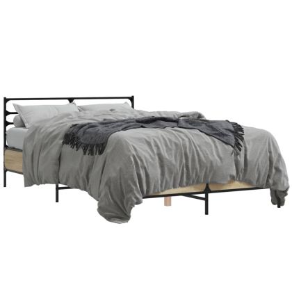 Рамка за легло, дъб сонома, 140x200 см, инженерно дърво и метал
