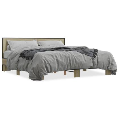 Рамка за легло, дъб сонома, 180x200 см, инженерно дърво и метал