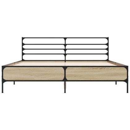 Рамка за легло, дъб сонома, 150x200 см, инженерно дърво и метал