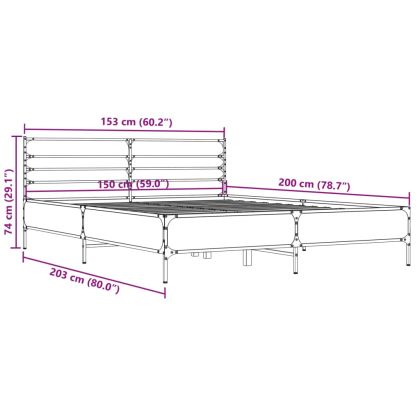 Рамка за легло, дъб сонома, 150x200 см, инженерно дърво и метал