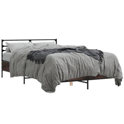 Рамка за легло, кафяв дъб, 140x190 см, инженерно дърво и метал