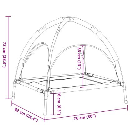 Кучешко легло със сенник, антрацит, Оксфорд плат и стомана
