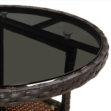 Градински комплект с възглавници 5 части кафяв полиратан/стъкло