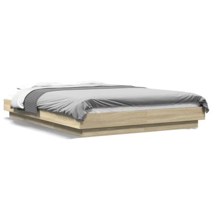 Рамка за легло с LED осветление, дъб сонома, 140x190 см