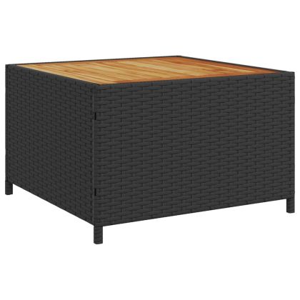 Градински диван с маса и възглавници, ъглов, черен полиратан