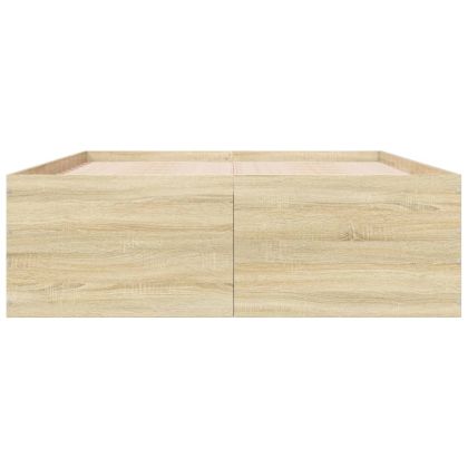 Рамка за легло, дъб сонома, 135x190 см, масивно дърво