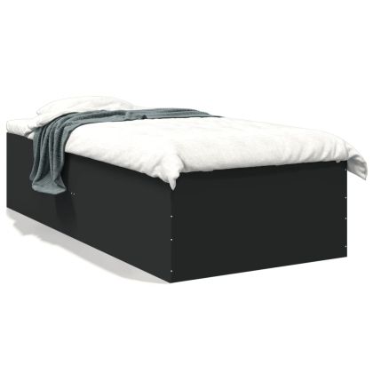 Рамка за легло, черна, 100x200 см, инженерно дърво