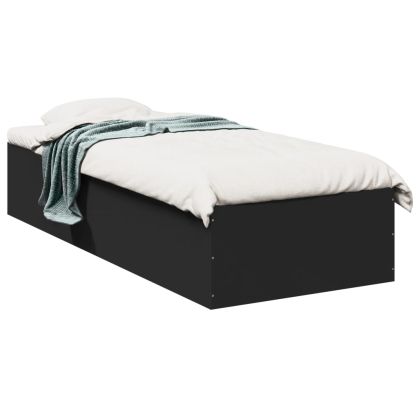 Рамка за легло, черна, 90x190 см, инженерно дърво