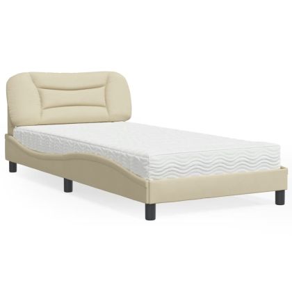 Легло с матрак, кремаво, 100x200 см, плат