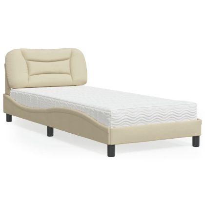 Легло с матрак, кремаво, 90x200 см, плат