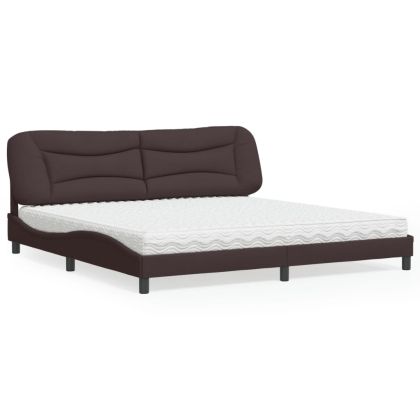 Легло с матрак, тъмнокафяво, 200x200 см, плат
