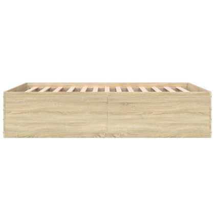 Рамка за легло, дъб сонома, 140x200 см, масивно дърво