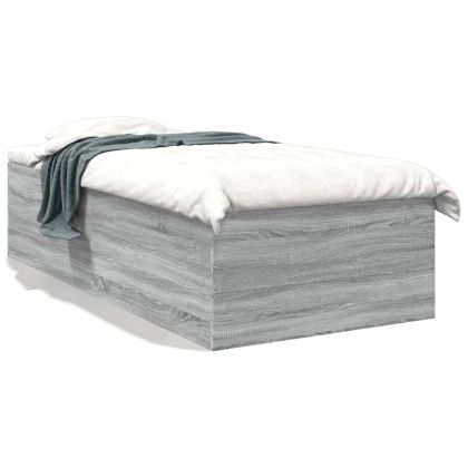 Рамка за легло, сив сонома, 75x190 см, инженерно дърво