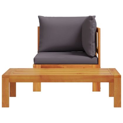 Градински комплект дивани с възглавници от 2 части акация масив