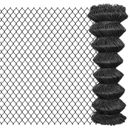 Плетена оградна мрежа, стомана, 25x1,25 м, сива